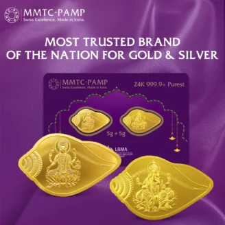 Lakshmi Ganesh 24k (999.9) 10 gm Shankh Shape Gold Coin (2 coin set)